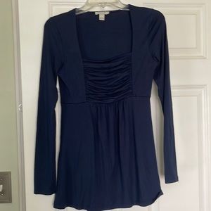 Ruched navy blue long sleeve Boston proper